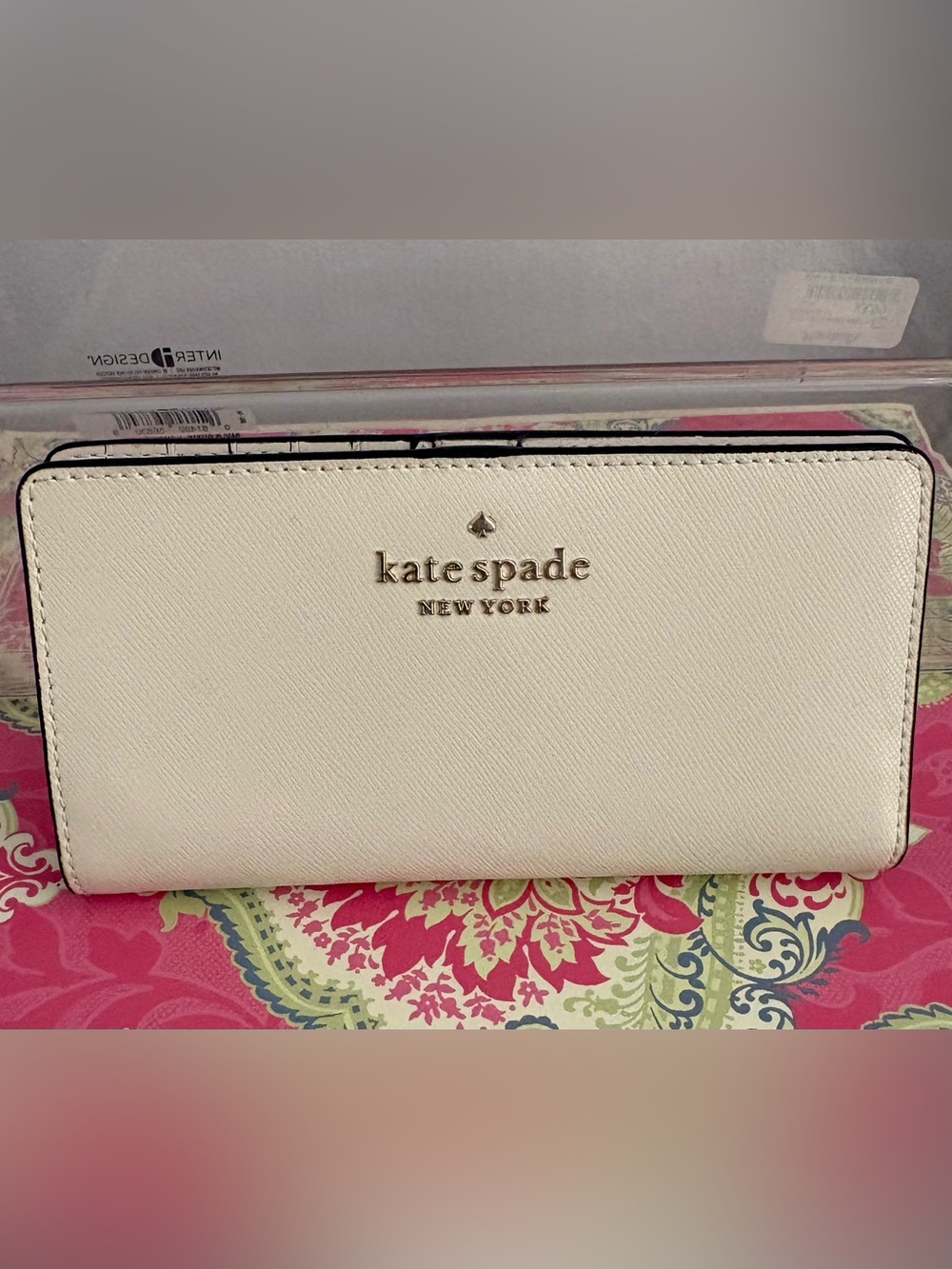 kate spade New York Cream Saffiano Continental Zip Wallet